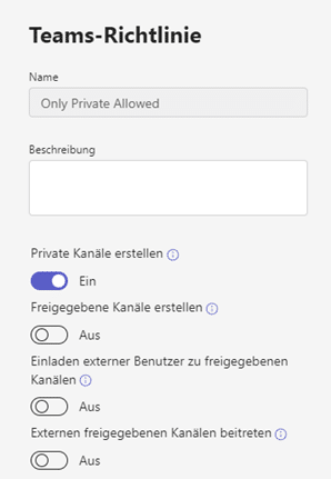 Erstellen von privaten Kanälen in Teams